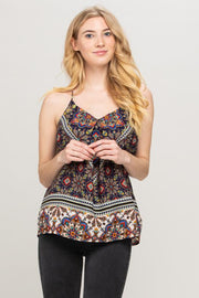 Paisley Border Print Top