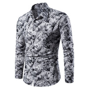 Autumn and Winter Men's Shirt Printed Casual Long Sleeved Shirt