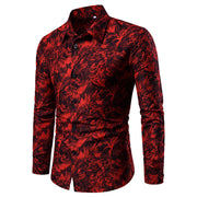 Autumn and Winter Men's Shirt Printed Casual Long Sleeved Shirt
