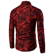 Autumn and Winter Men's Shirt Printed Casual Long Sleeved Shirt