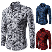 Autumn and Winter Men's Shirt Printed Casual Long Sleeved Shirt