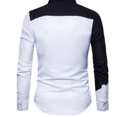 New Black White Patchwork Men's Long-sleeved Shirts