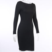 Women's Open Back Long Sleeve Bodycon Party Midi Dresses