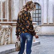 Women's Floral Print Long Sleeve Blouse Top
