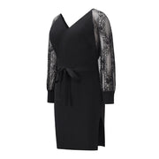 Women's Elegant V Neck Wrap Knit Dresses Batwing Sleeve Backless Slit