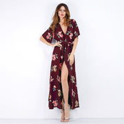 Floral Vintage V Neck Casual Dress