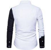 New Black White Patchwork Men's Long-sleeved Shirts