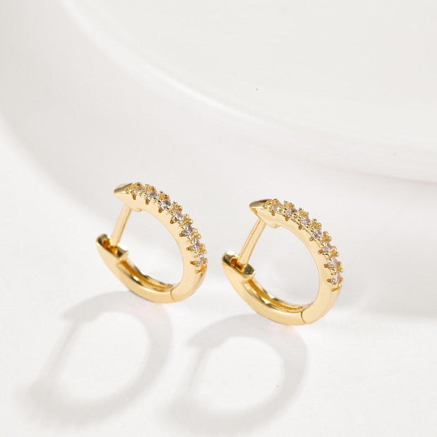 Pave Baby Huggie Earring in 18K Gold Plated with  Crystals