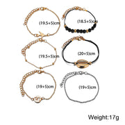 6 Piece Around the World Bracelet Set 18K Gold Plated Bracelet in 18K