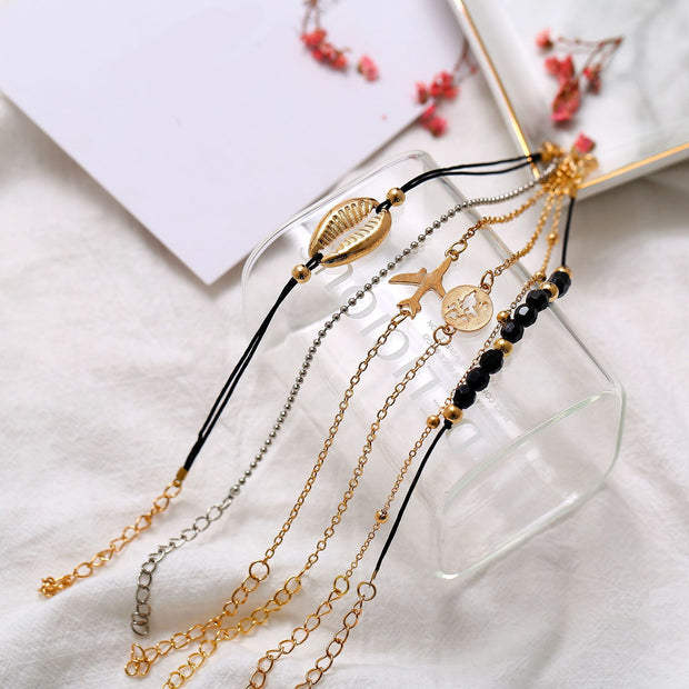 6 Piece Around the World Bracelet Set 18K Gold Plated Bracelet in 18K
