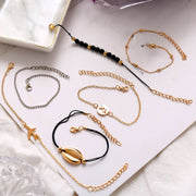 6 Piece Around the World Bracelet Set 18K Gold Plated Bracelet in 18K