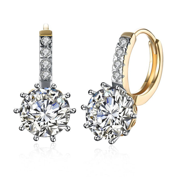 10 Prong Brilliant Round Cut Huggie Earring in 18K Gold Plated with