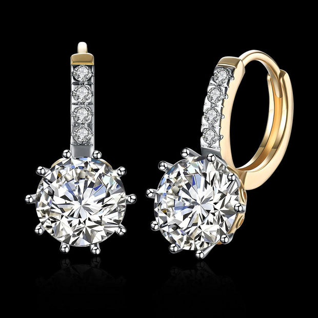 10 Prong Brilliant Round Cut Huggie Earring in 18K Gold Plated with
