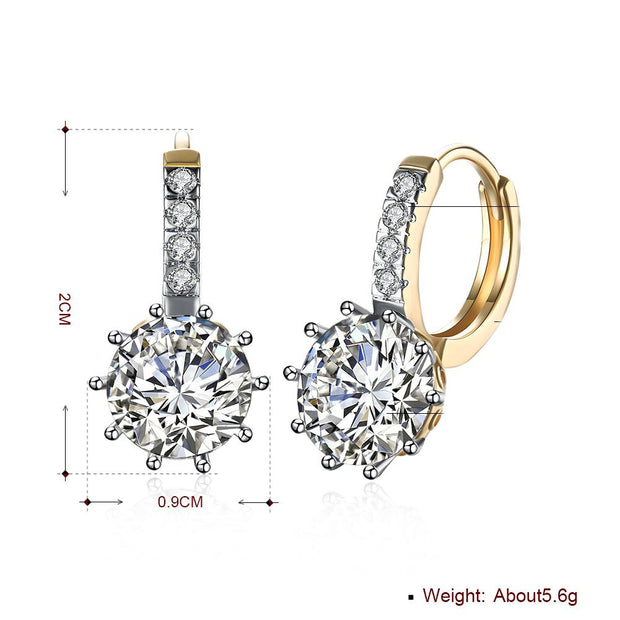 10 Prong Brilliant Round Cut Huggie Earring in 18K Gold Plated with