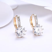 10 Prong Brilliant Round Cut Huggie Earring in 18K Gold Plated with
