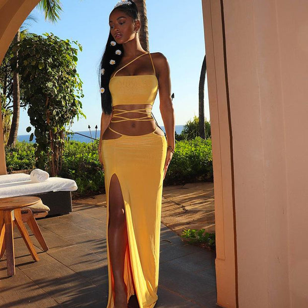 Sexy Two Piece Set Women High Dresses