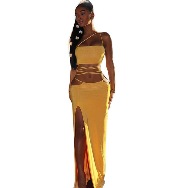Sexy Two Piece Set Women High Dresses
