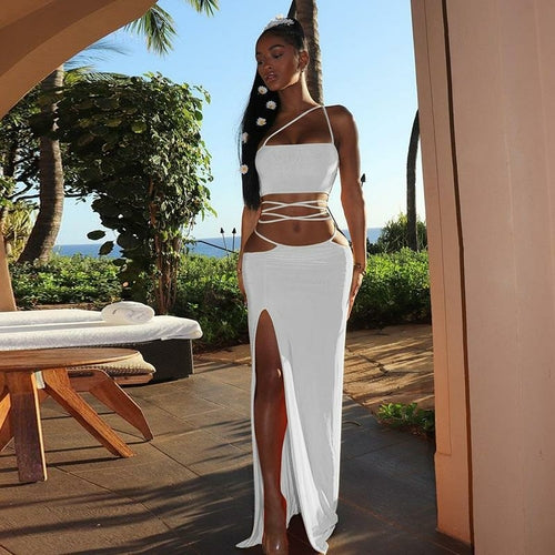 Sexy Two Piece Set Women High Dresses