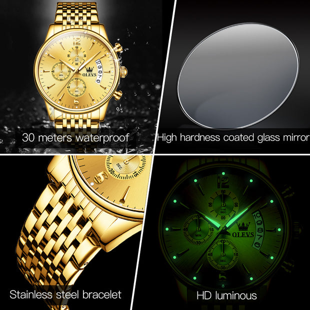 OLEVS Men's Watch Waterproof Luminous Wrist watch Quartz Stainless