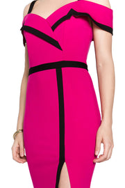 Cold shoulder color block dress with thigh high slit