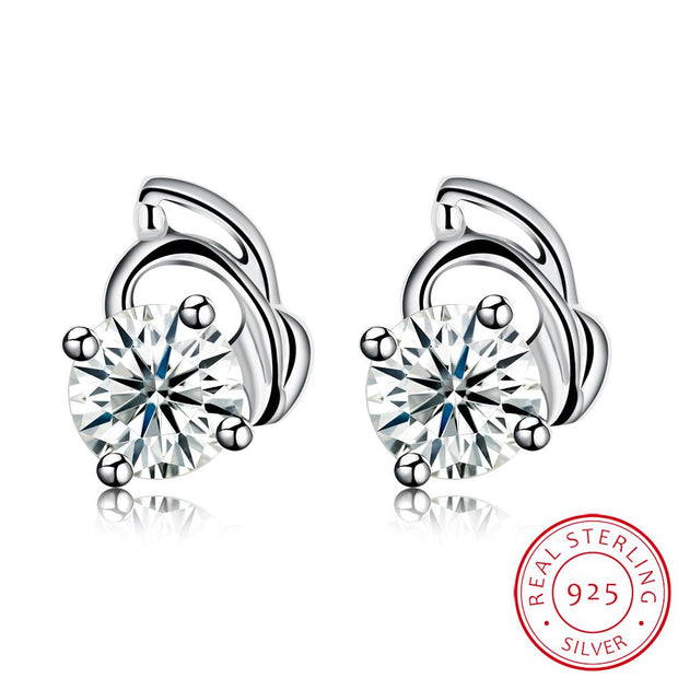 Sterling Silver Stud Earring with  Crystals