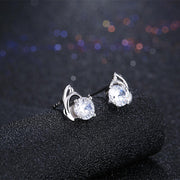 Sterling Silver Stud Earring with  Crystals