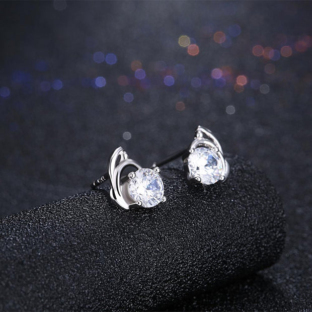 Sterling Silver Stud Earring with  Crystals