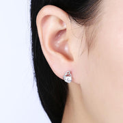 Sterling Silver Stud Earring with  Crystals
