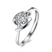 Sterling Silver Adjustable Ring with  Crystals