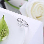 Sterling Silver Adjustable Ring with  Crystals