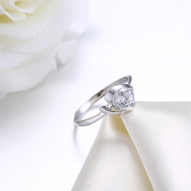 Sterling Silver Adjustable Ring with  Crystals