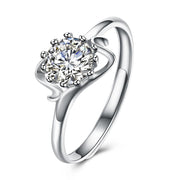 Sterling Silver Adjustable Ring with  Crystals