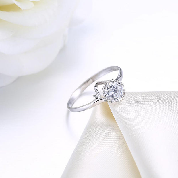 Sterling Silver Adjustable Ring with  Crystals