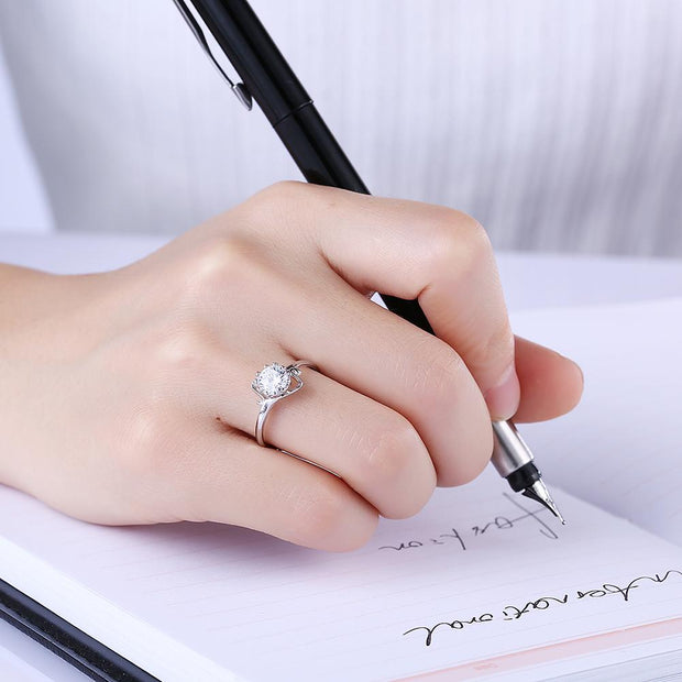 Sterling Silver Adjustable Ring with  Crystals