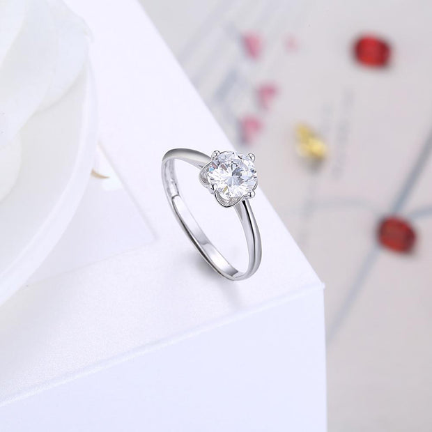 Sterling Silver Adjustable Ring with  Crystals