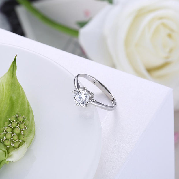 Sterling Silver Adjustable Ring with  Crystals