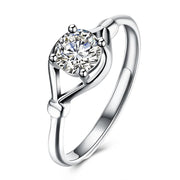 Sterling Silver Adjustable Ring with  Crystals