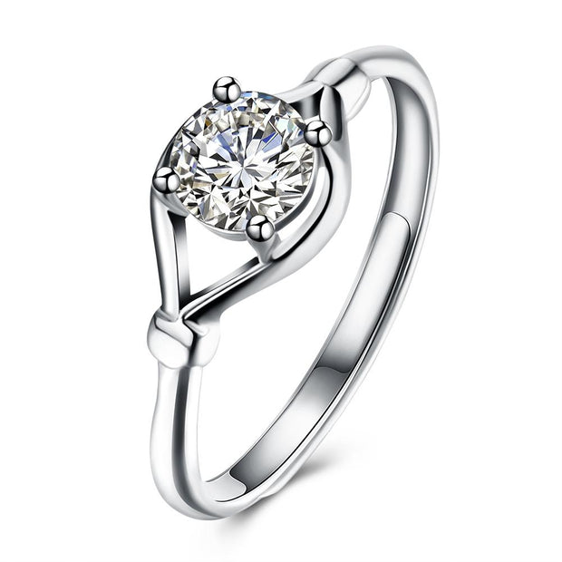 Sterling Silver Adjustable Ring with  Crystals