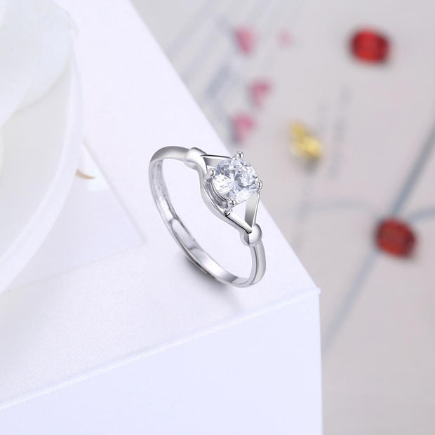 Sterling Silver Adjustable Ring with  Crystals