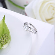 Sterling Silver Adjustable Ring with  Crystals