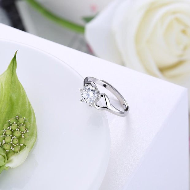 Sterling Silver Adjustable Ring with  Crystals