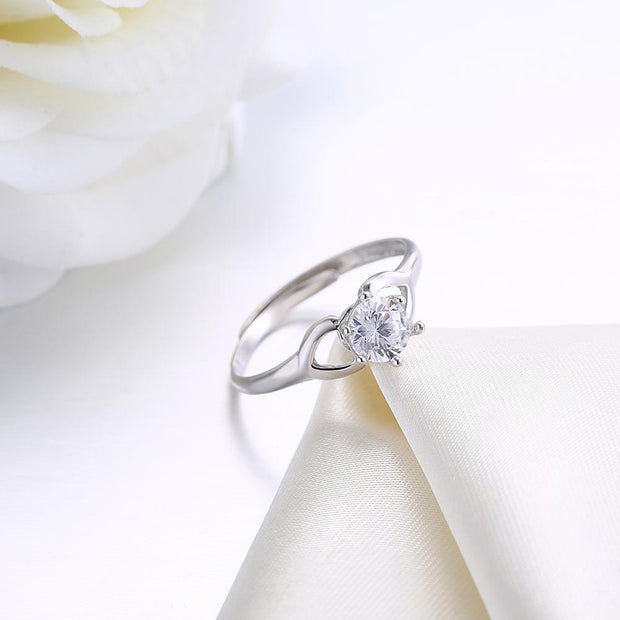Sterling Silver Adjustable Ring with  Crystals