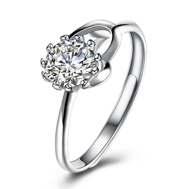 Sterling Silver Adjustable Ring with  Crystals