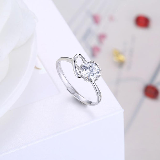 Sterling Silver Adjustable Ring with  Crystals