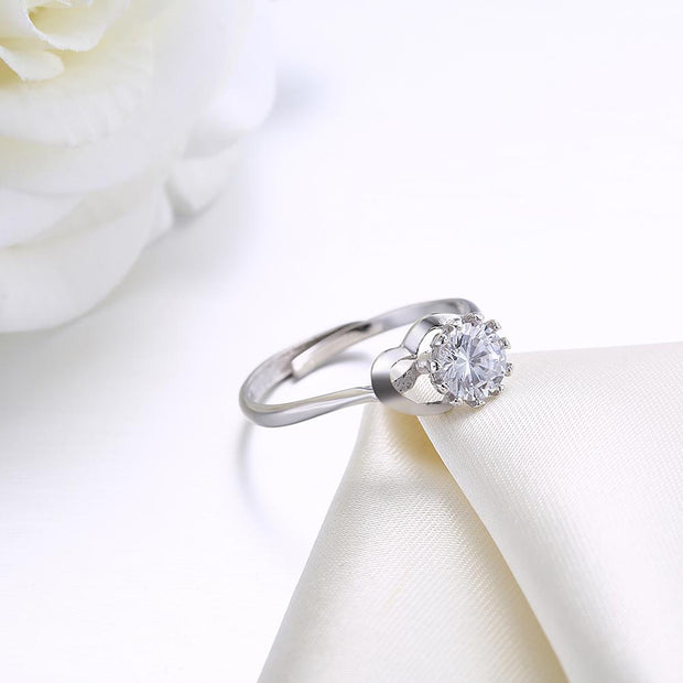 Sterling Silver Adjustable Ring with  Crystals