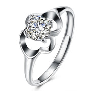Sterling Silver Adjustable Ring with  Crystals