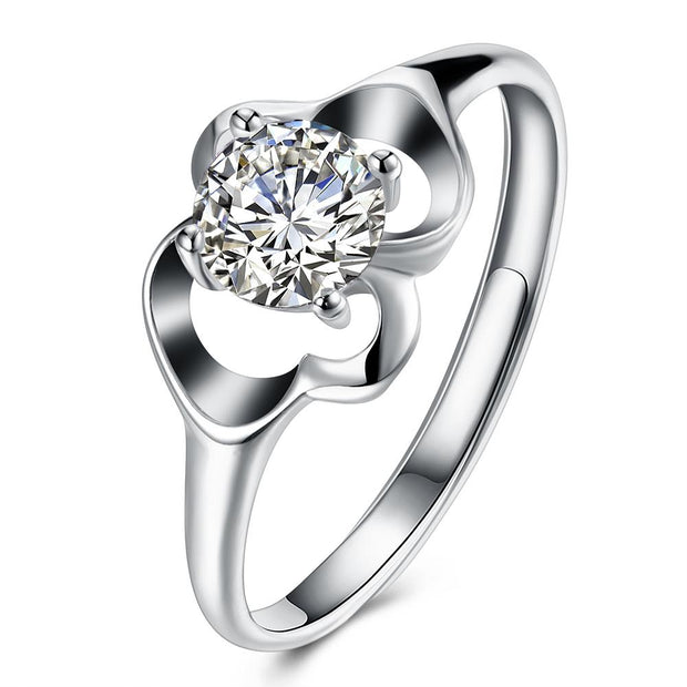 Sterling Silver Adjustable Ring with  Crystals