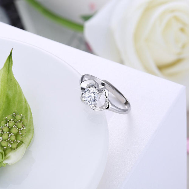 Sterling Silver Adjustable Ring with  Crystals