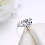 Sterling Silver Adjustable Ring with  Crystals