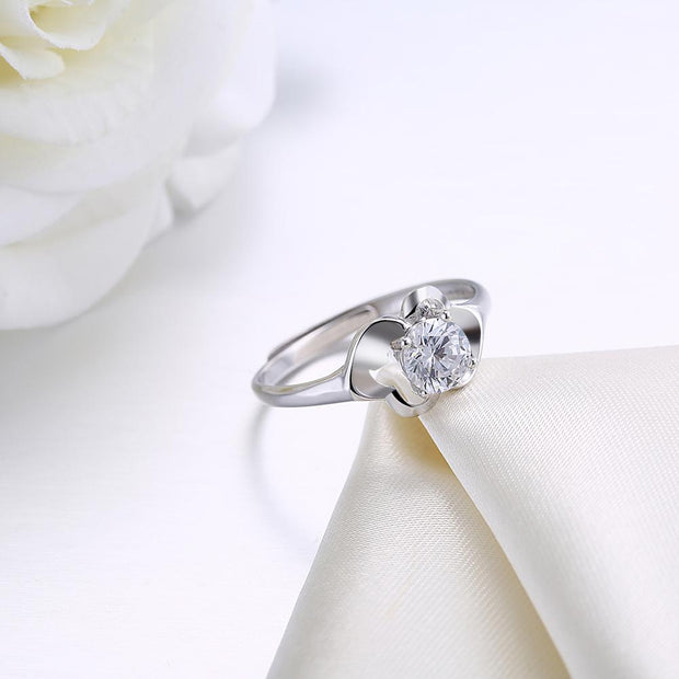 Sterling Silver Adjustable Ring with  Crystals